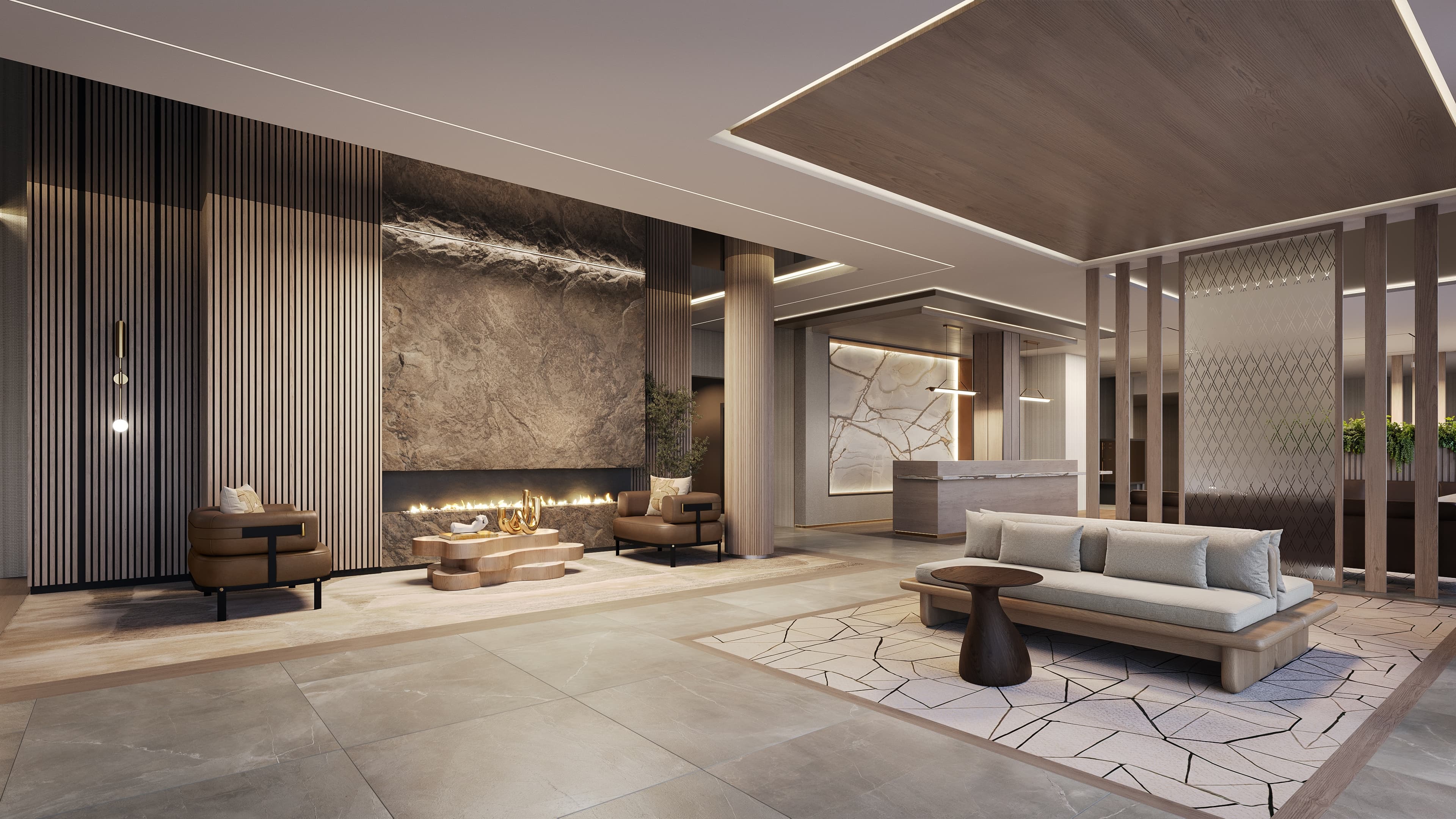 private resident amenities, clubroom with game tables, lounge, sport simulator,