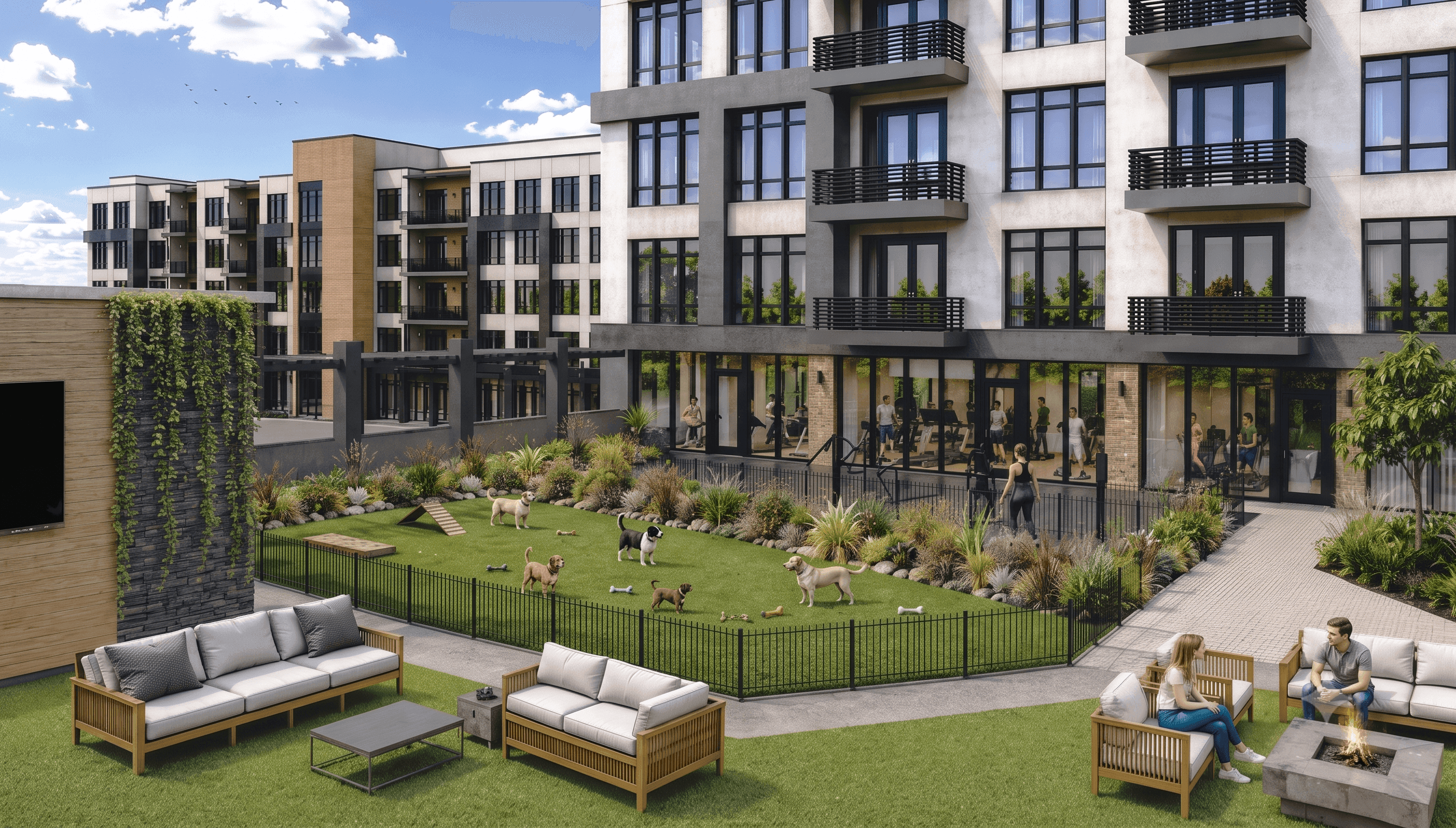 Paramus luxury apartments with private dog run.