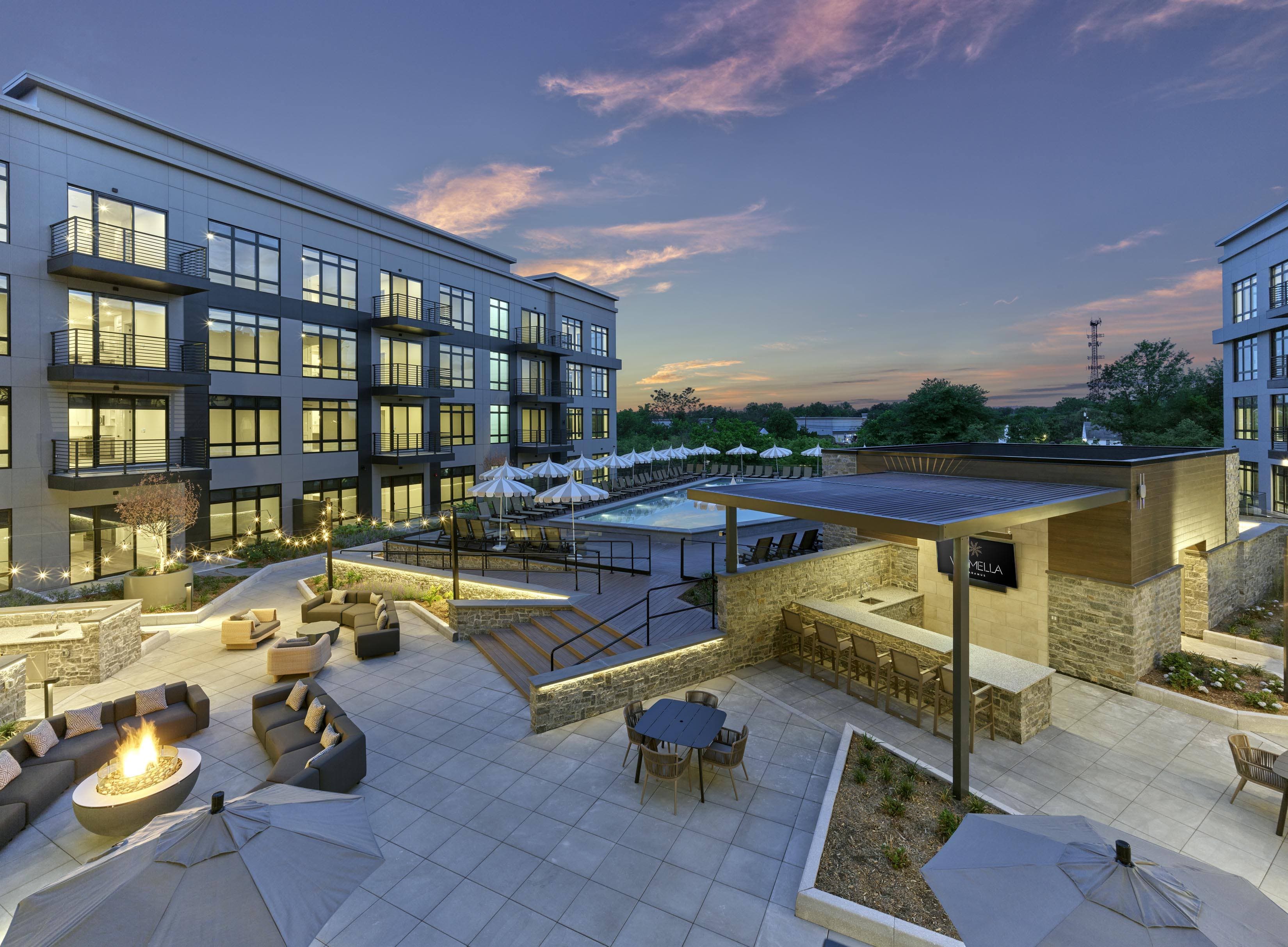 A luxury apartment rental community with an amenity package and exclusive resident events