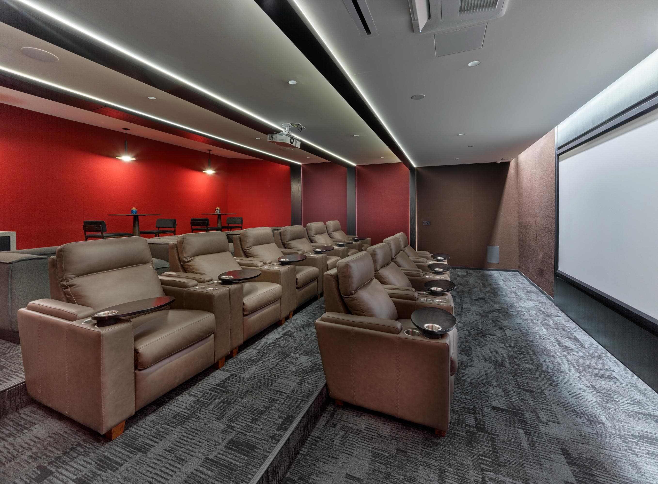 Resident movie theatre in luxury rental apartment community in bergen county, NJ.