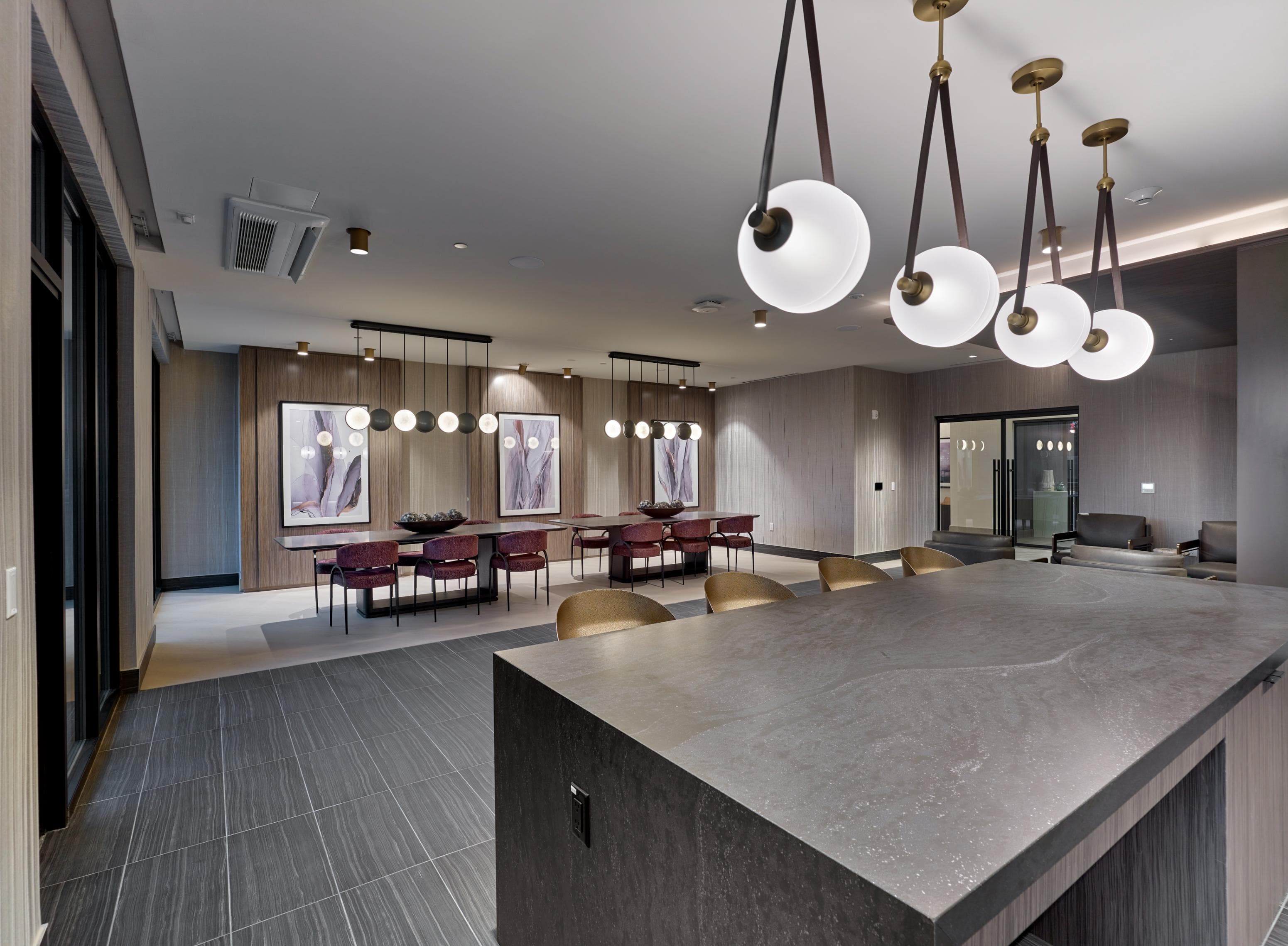 Private resident dining room to rent for parties in luxury apartments in Paramus, NJ.